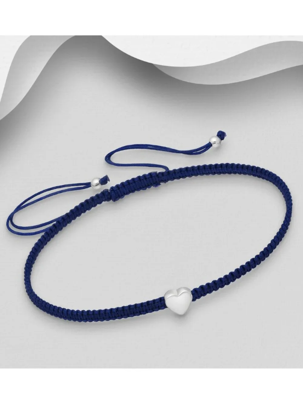 925 Sterling Silver Heart Adjustable Thread Bracelet